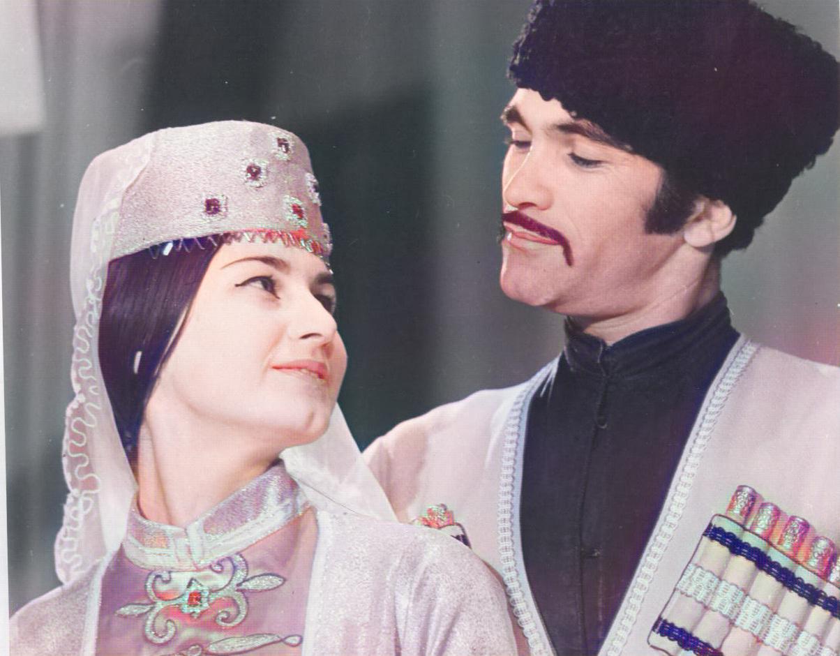 Adyghe Circassian dancers performing traditional dance