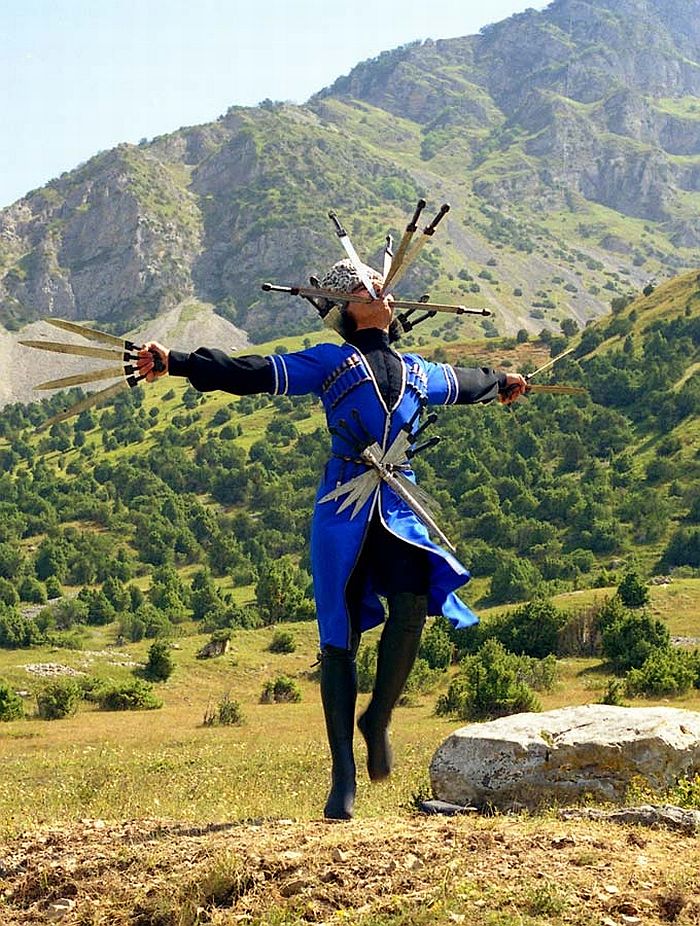 Caucasian dancer Alexander Dzusov performing Circassian dance