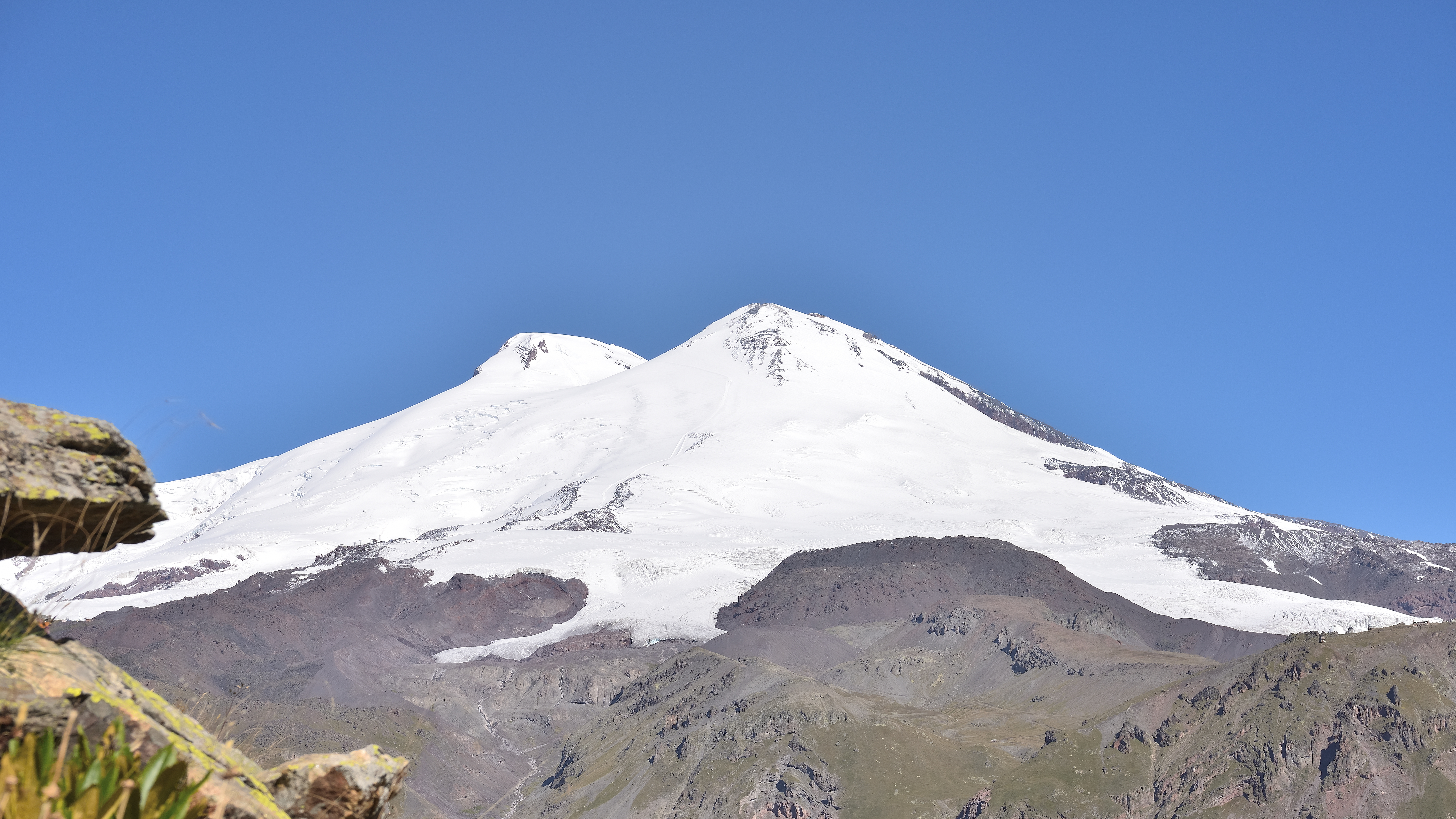 Glaciers on the slopes of Mount Elbrus in Kabardino-Balkaria
