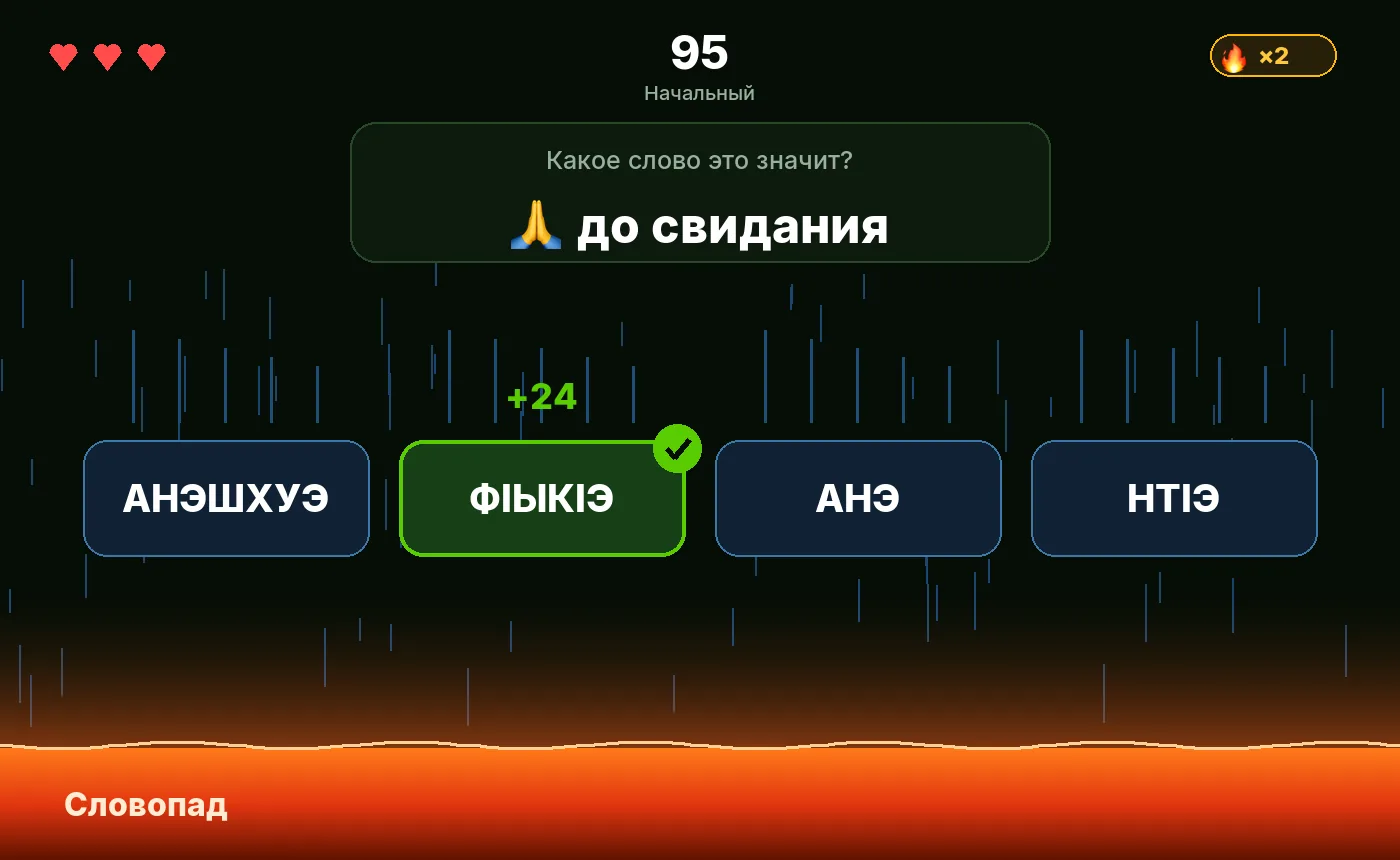 Словопад: быстрая игра на адыгейском и кабардинском языке, где нужно поймать падающее черкесское слово