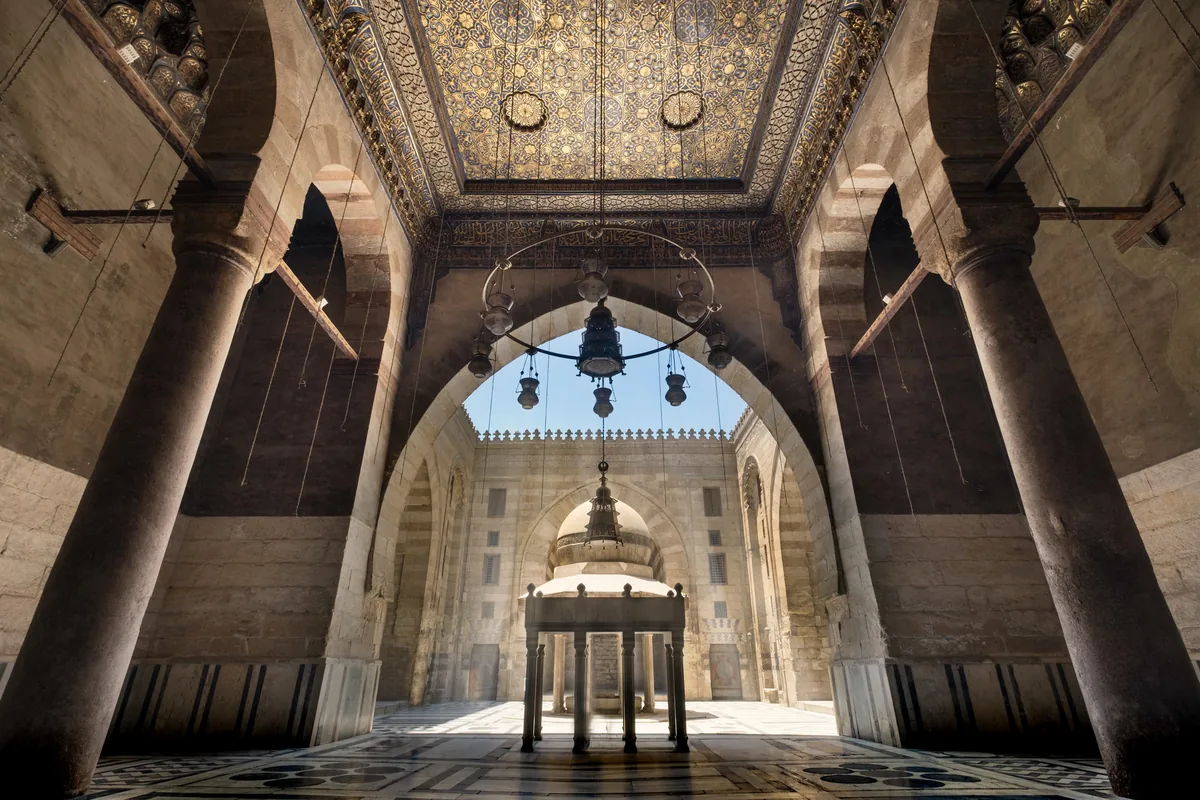 Courtyard of the Funerary complex of Sultan Barquq on al-Muizz street in Cairo