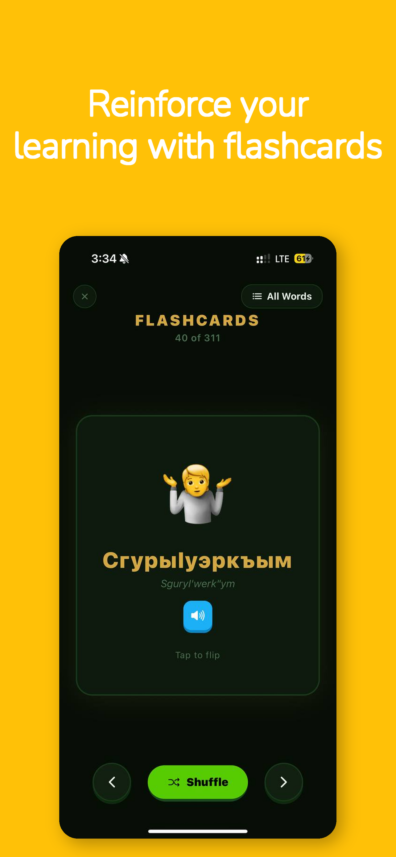 Adyghe flashcard practice showing Сгурыӏуэркъым with audio
